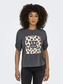 Camiseta m/c con serigrafía animal print Only Black