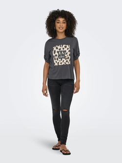 Camiseta m/c con serigrafía animal print Only Black