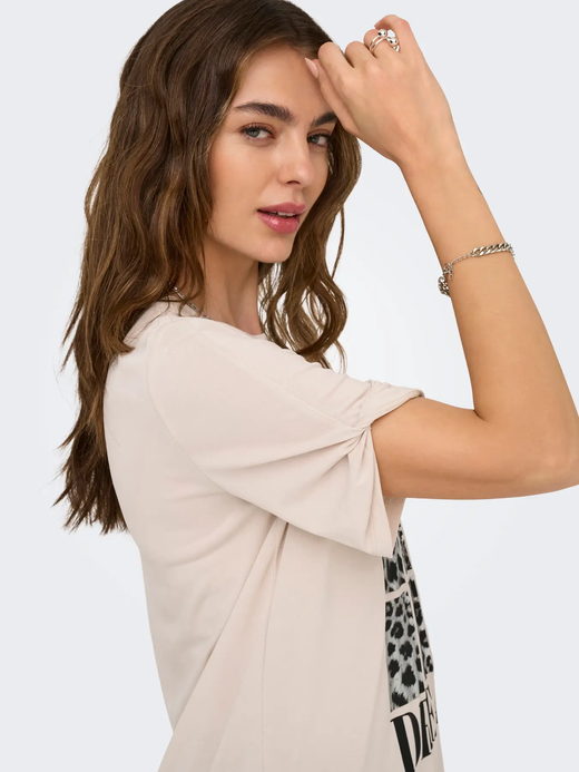 Camiseta m/c con serigrafía animal print Only Pumice Stone