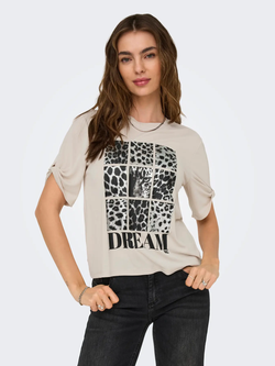 Camiseta m/c con serigrafía animal print Only Pumice Stone