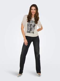 Camiseta m/c con serigrafía animal print Only Pumice Stone