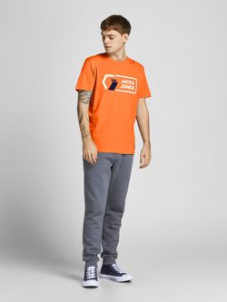 Camiseta m/c con serigrafía branding Jack & Jones Orange