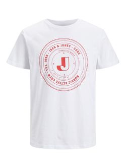Camiseta m/c con serigrafía branding Jack & Jones White