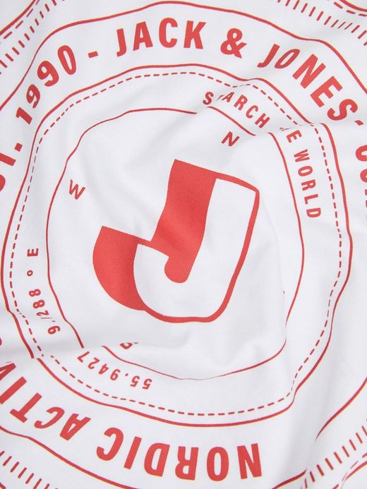 Camiseta m/c con serigrafía branding Jack & Jones White