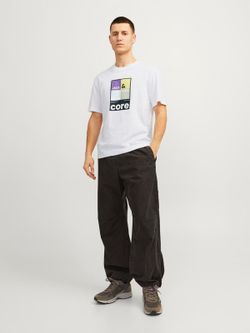 Camiseta m/c con serigrafía branding multicolor Jack & Jones White