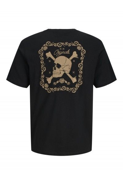 Camiseta m/c con serigrafía calavera Jack & Jones Black