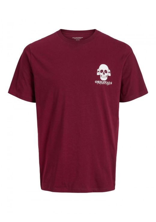 Camiseta m/c con serigrafía calavera Jack & Jones Red