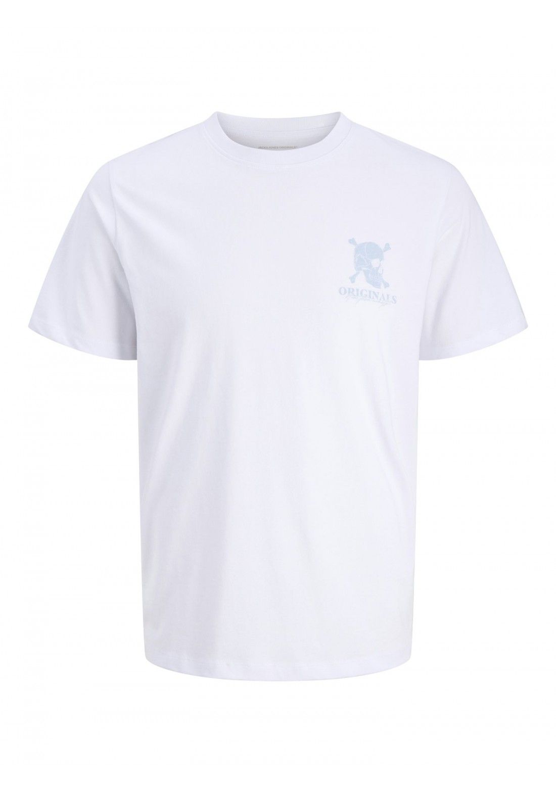 Camiseta m/c con serigrafía calavera Jack & Jones White 4XL