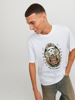 Camiseta m/c con serigrafía faraón Jack & Jones Bright White