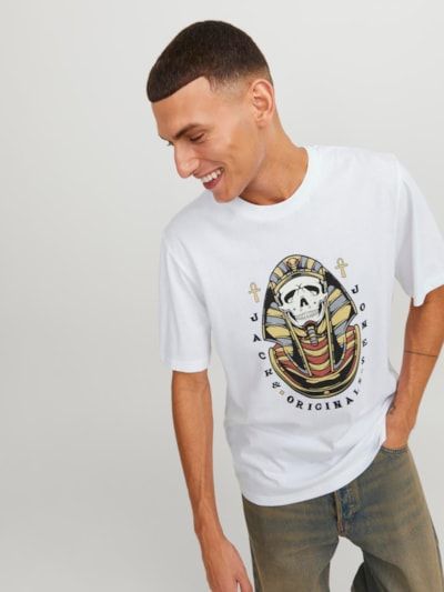Camiseta m/c con serigrafía faraón Jack & Jones Bright White