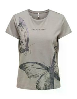 Camiseta m/c con serigrafía "Lost and free" Only Grey