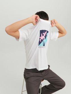 Camiseta m/c con serigrafía palmeras Jack & Jones Bright White