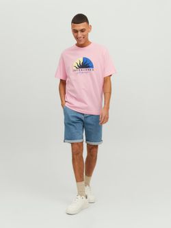 Camiseta m/c con serigrafía rayos de sol Jack & Jones Pink