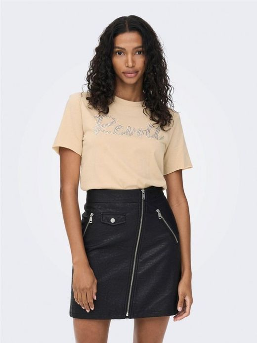 Camiseta m/c con tachuelas Only Cream White