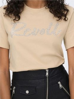 Camiseta m/c con tachuelas Only Cream White