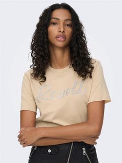 Camiseta m/c con tachuelas Only Cream White