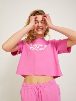Camiseta m/c corta con print branding Jjxx Pink