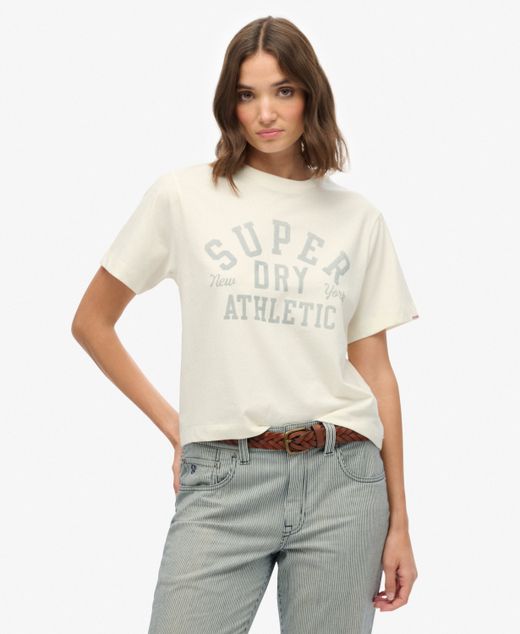 Camiseta m/c corta oversize Superdry Bone White
