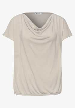 Camiseta m/c de cuello drapeado Street One Sand