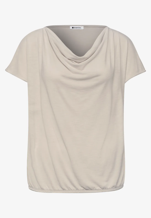 Camiseta m/c de cuello drapeado Street One Sand