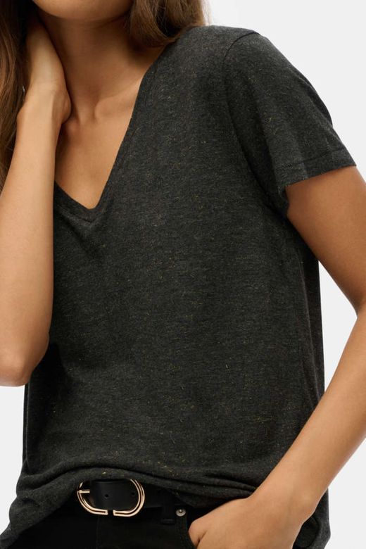 Camiseta m/c de cuello pico Superdry Black