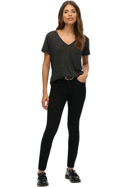 Camiseta m/c de cuello pico Superdry Black