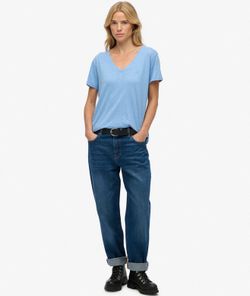 Camiseta m/c de cuello pico Superdry Blue