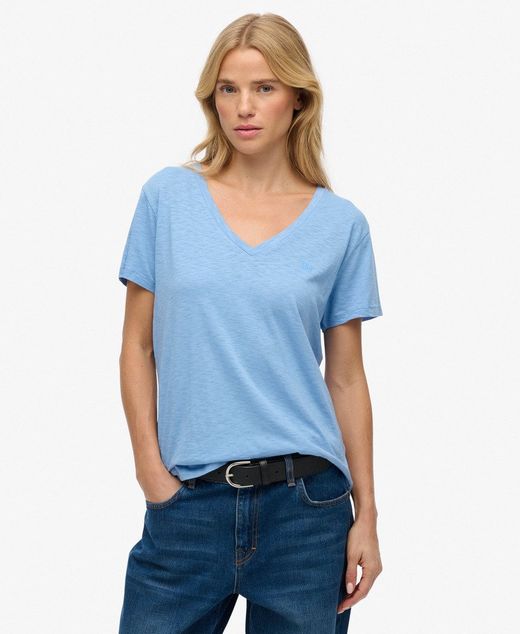 Camiseta m/c de cuello pico Superdry Blue