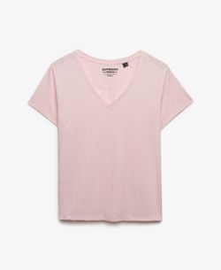 Camiseta m/c de cuello pico Superdry Pale Pink
