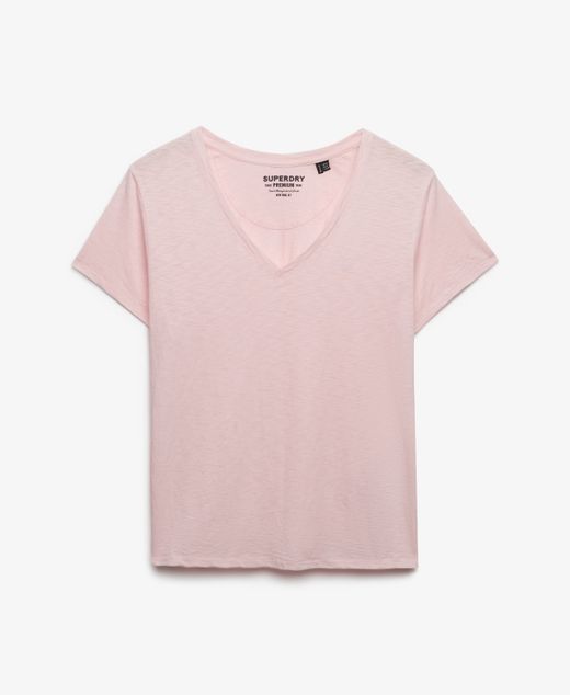 Camiseta m/c de cuello pico Superdry Pale Pink