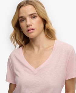 Camiseta m/c de cuello pico Superdry Pale Pink