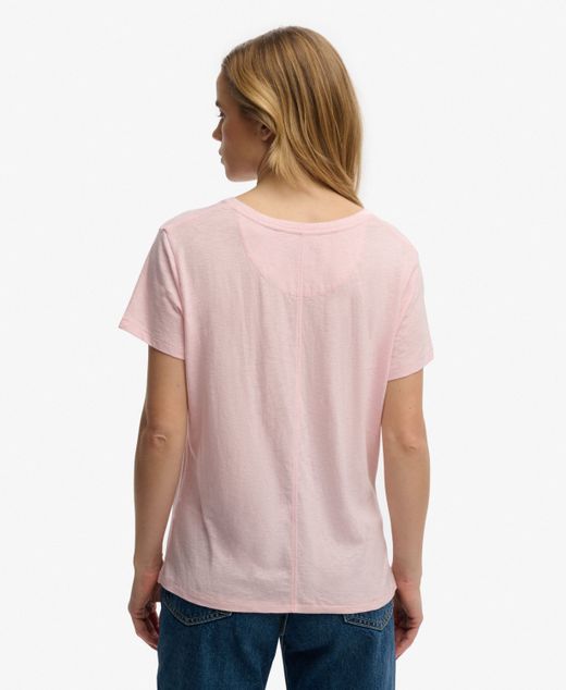 Camiseta m/c de cuello pico Superdry Pale Pink