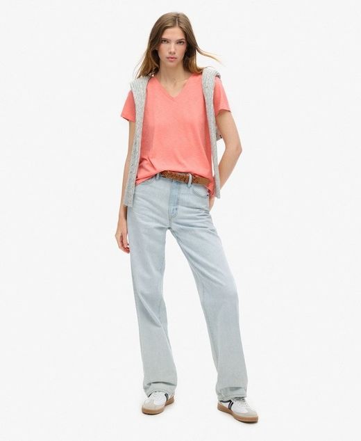 Camiseta m/c de cuello pico Superdry Peach Whip