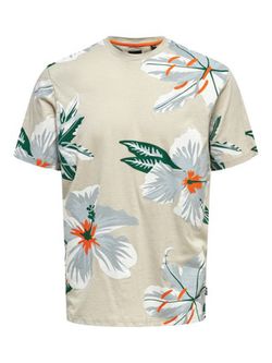 Camiseta m/c estampada flores tropicales Only & Sons Silver Mink