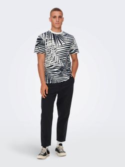 Camiseta m/c estampada hojas palmera Only & Sons Dark Navy
