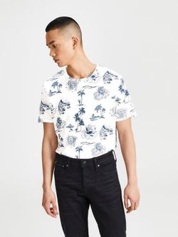 Jack & Jones Cloud Dancer - T-shirt manches longues imprimé palmiers