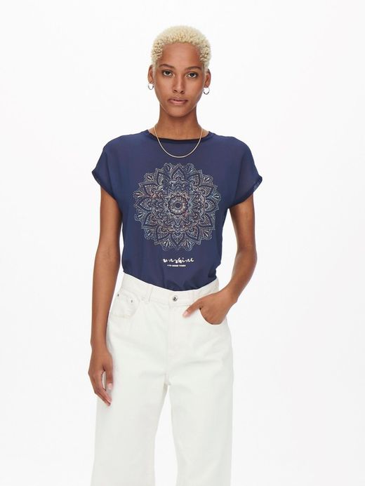 Camiseta m/c mandala multicolor Only Maritime Blue