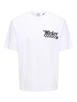 Camiseta m/c Mickey Mouse Racing Only & Sons Bright White