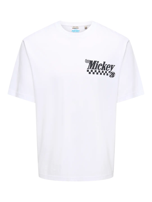 Camiseta m/c Mickey Mouse Racing Only & Sons Bright White