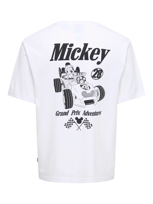 Camiseta m/c Mickey Mouse Racing Only & Sons Bright White