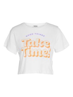 Camiseta m/c ombliguera Noisy May Bright White