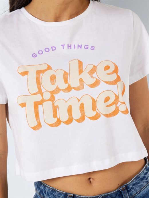 Camiseta m/c ombliguera Noisy May Bright White