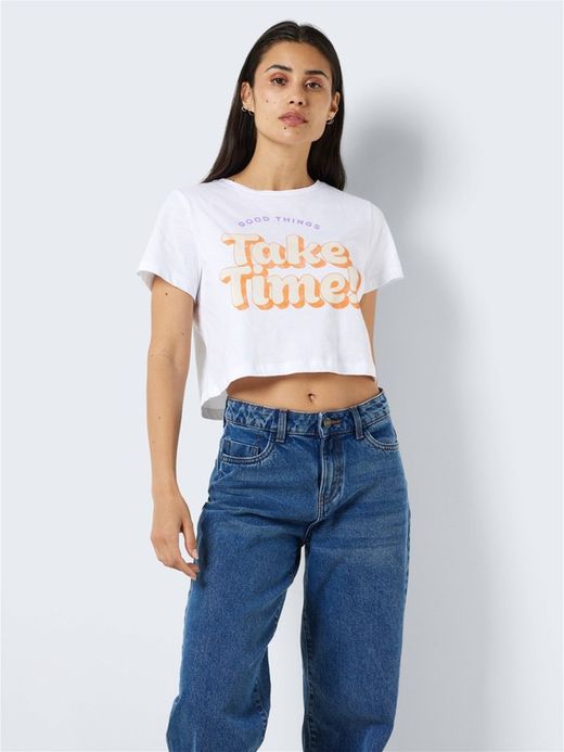 Camiseta m/c ombliguera Noisy May Bright White