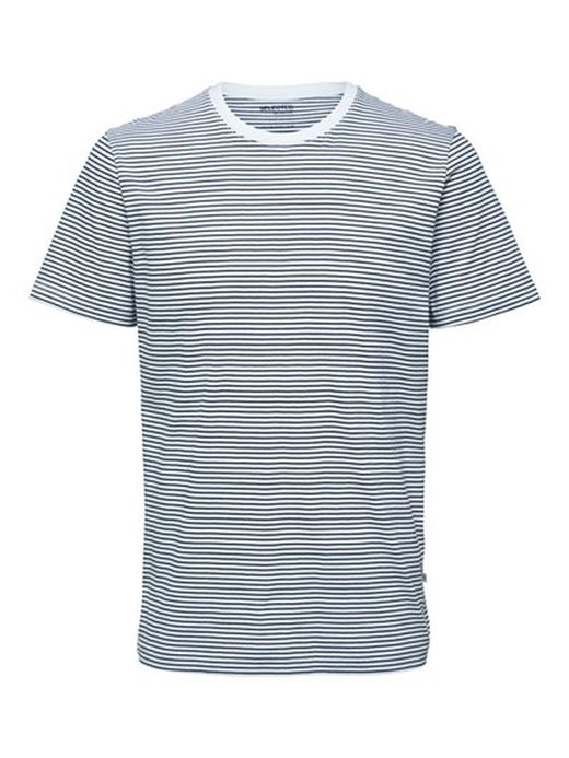 Camiseta m/c rayas horizontales Selected Bright White