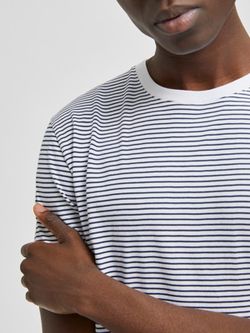 Camiseta m/c rayas horizontales Selected Bright White