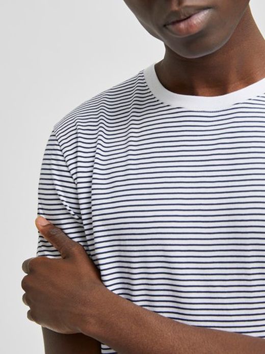 Camiseta m/c rayas horizontales Selected Bright White