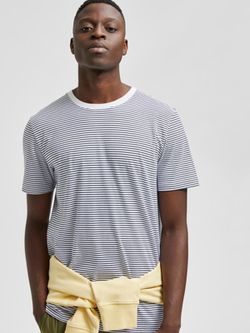 Camiseta m/c rayas horizontales Selected Bright White