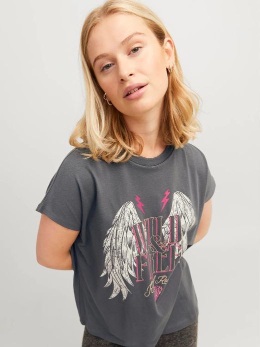 Camiseta m/c Wild & free Jjxx Dark Grey