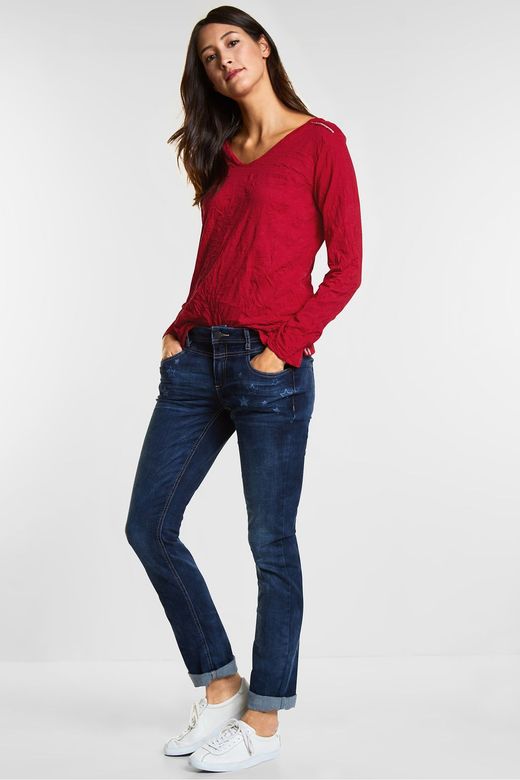 Faltiges m / l T-Shirt. Street One Pure Red