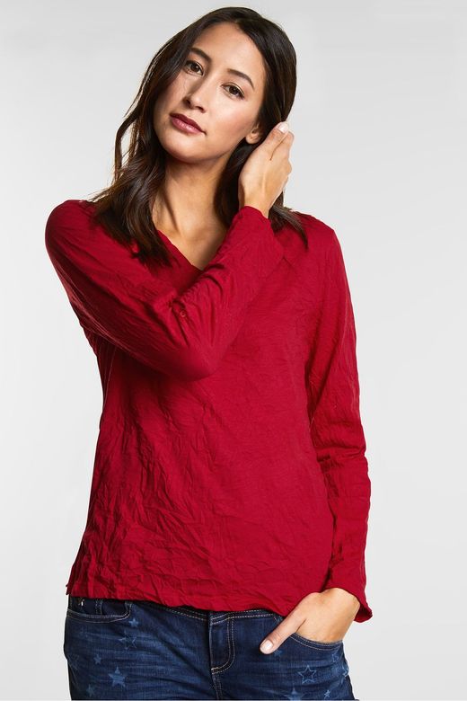 Faltiges m / l T-Shirt. Street One Pure Red